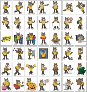 Bobcat school mascot clipart illustrations